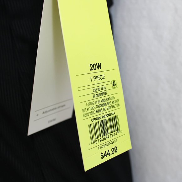 All in Motion One Piece Swimsuit. Size 20W. Black Rib Knit Adjustable Strap NWT - Picture 5 of 7